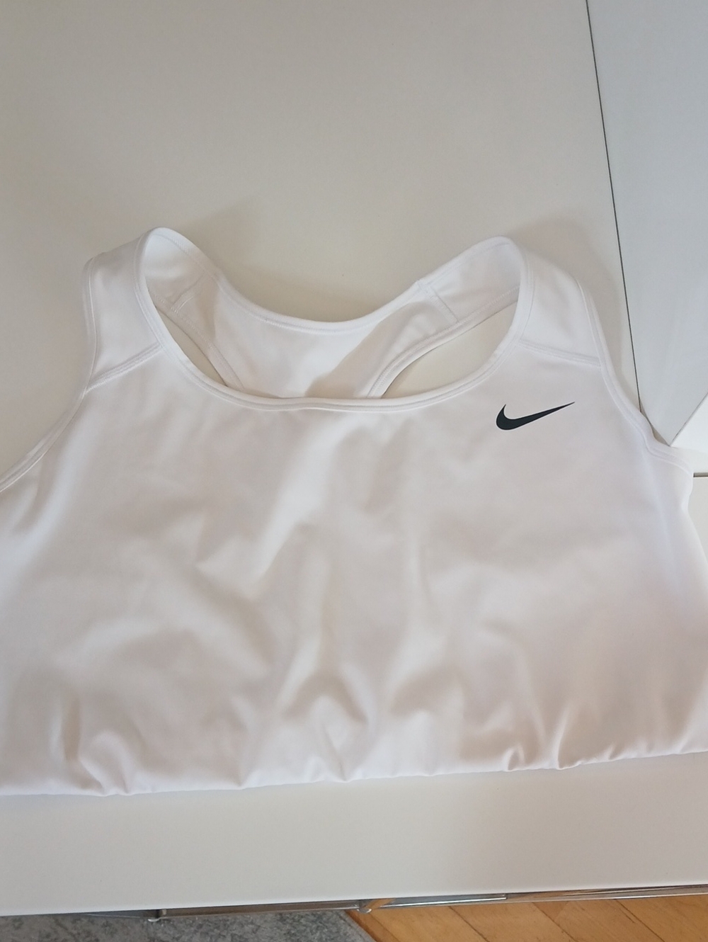 Nike White Sports Bra with Black Swoosh